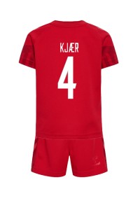 Fotbalové Dres Dánsko Simon Kjaer #4 Dětské Domácí Oblečení MS 2022 Krátký Rukáv (+ trenýrky)